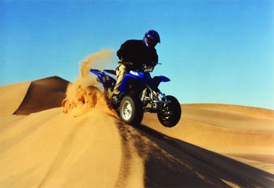 An overlander quad biking in Namibia An overlander quad biking in Namibia