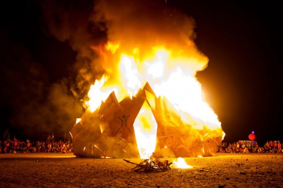 Burning House A burning house sculpture from AfrikaBurn 2012. Photographed by Jonx Pillemer.